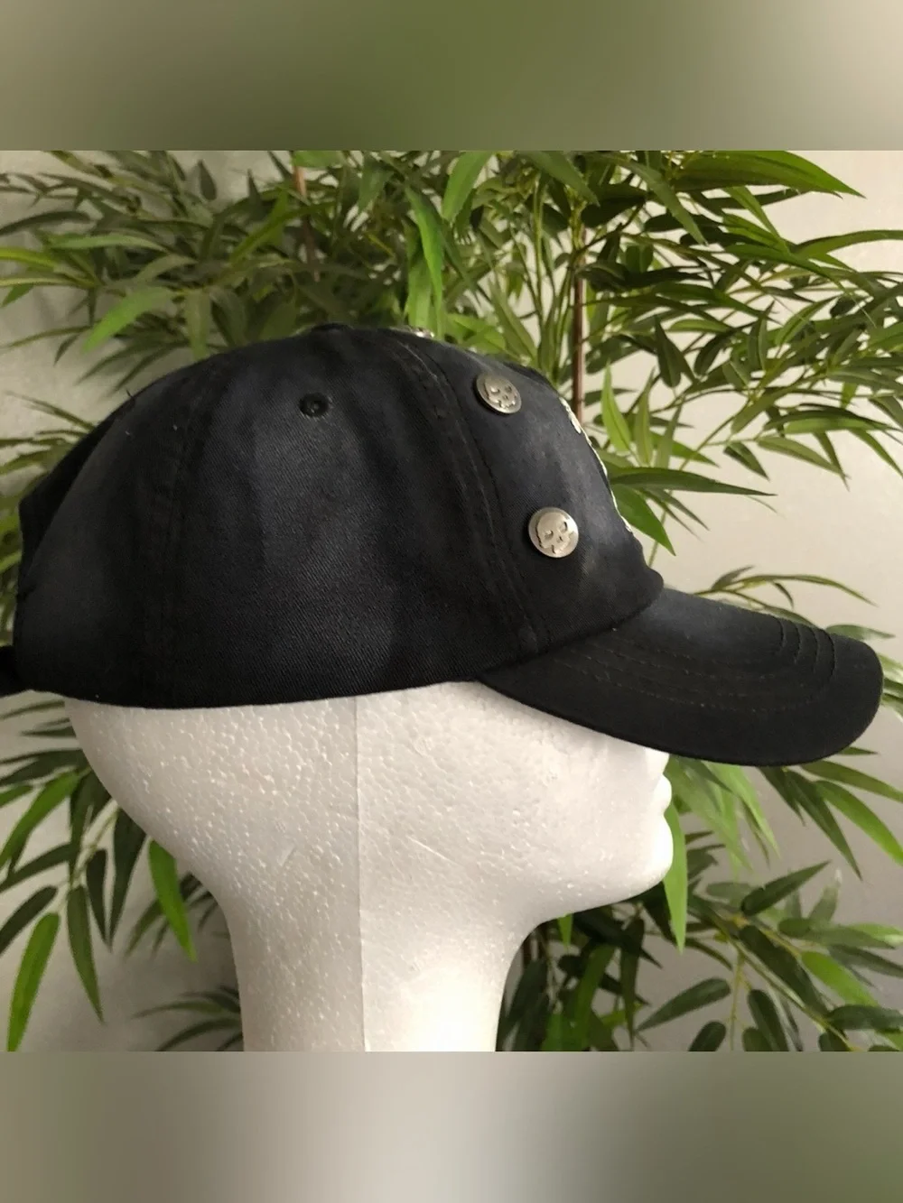 Y2K Black skull baseball cap trucker hat studs grommets eyelets goth punk grunge